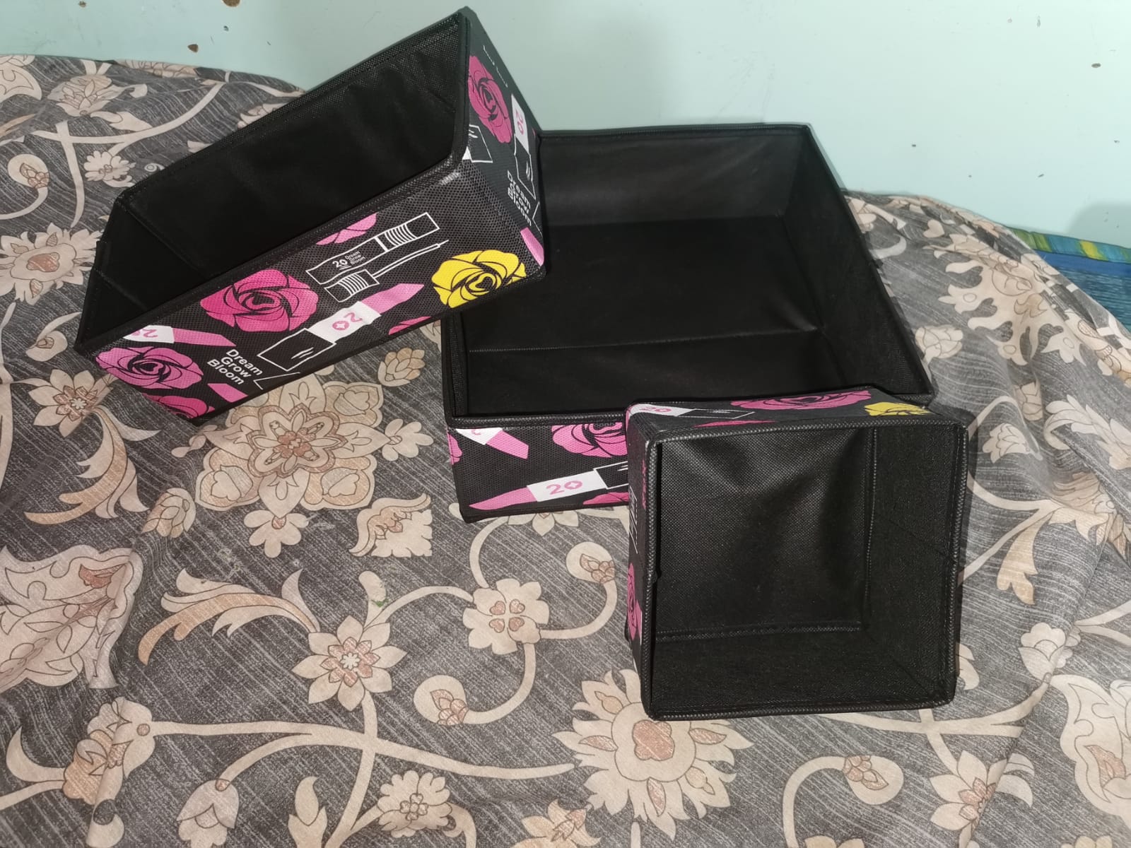 Storage Box Organizer Set of 3 for Wardrobe & Dressers, Fabric Boxes, Foldable, Drawer Organizer, Drawer Box, Laundry Sorting