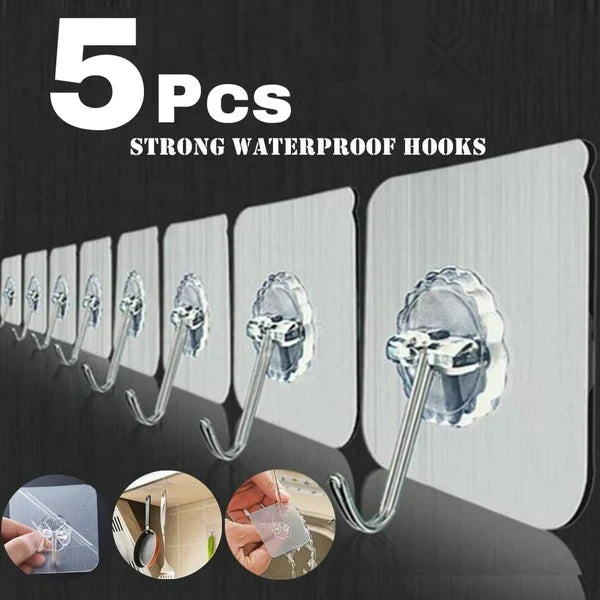 Self Adhesive Door Wall Hangers Hooks (5Pcs)