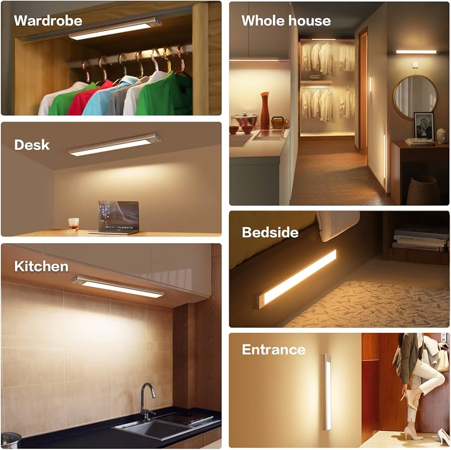 Portable Wireless USB Rechargeable Sensor Light Infrared Magnetic Induction LED Light  Adaptable to Stick Under The Bed, Bathroom Closet, Living Room and Any Other Place