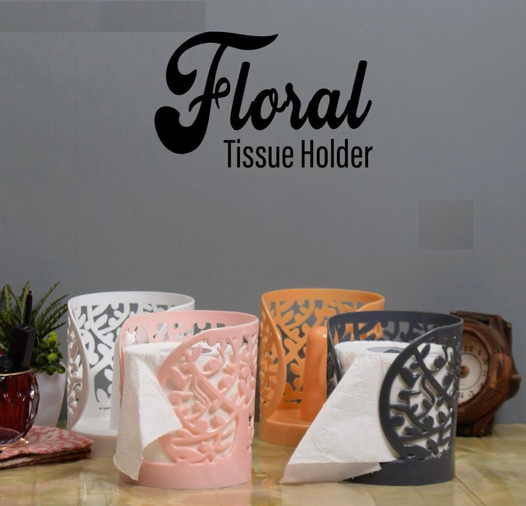 (Pack of 2) Plastic Flower Design Tissue Roll Paper Holder For Home and Outdoor Use
