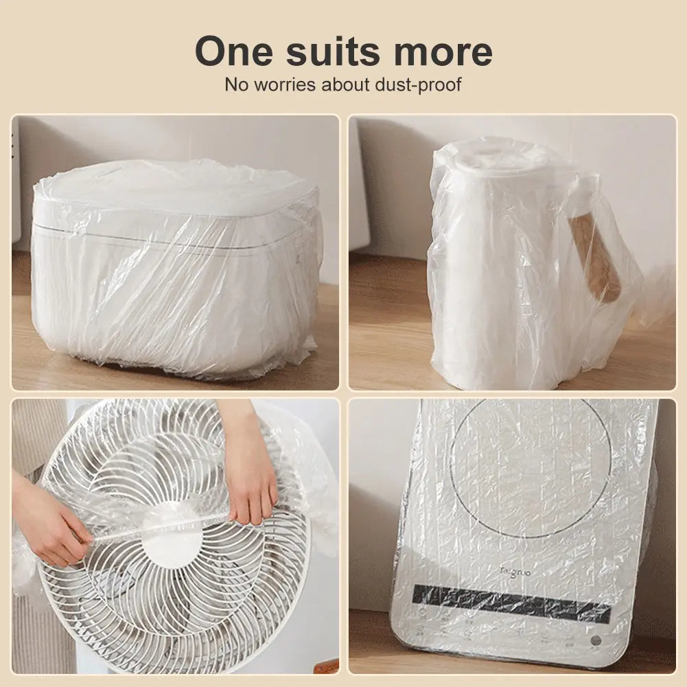 Pack of 10Pcs 120CM Furniture Plastic Cover Dust-proof Disposable For Electric Cooker Oven Electric Fan & Dinning Tables and is Stretchable