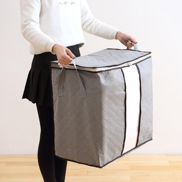 3Pcs Grey Bamboo Fabric Storage Bags