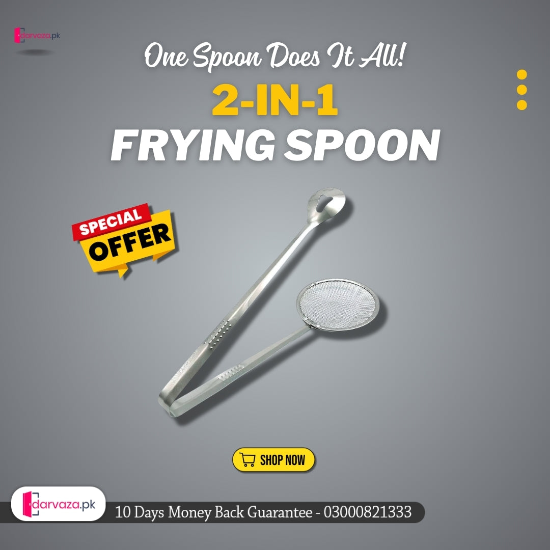 Multi-Functional 2 in 1 Fry Tool Filter Spoon Snack Strainer with Clip For Oil Frying BBQ Filter