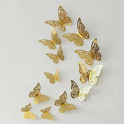 Golden Butterfly Stickers 12Pcs