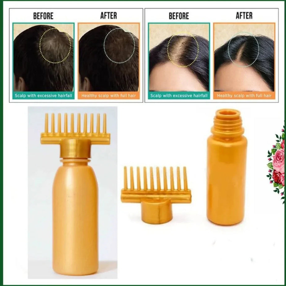 Hair Oil Applicator Bottle with Massage Comb