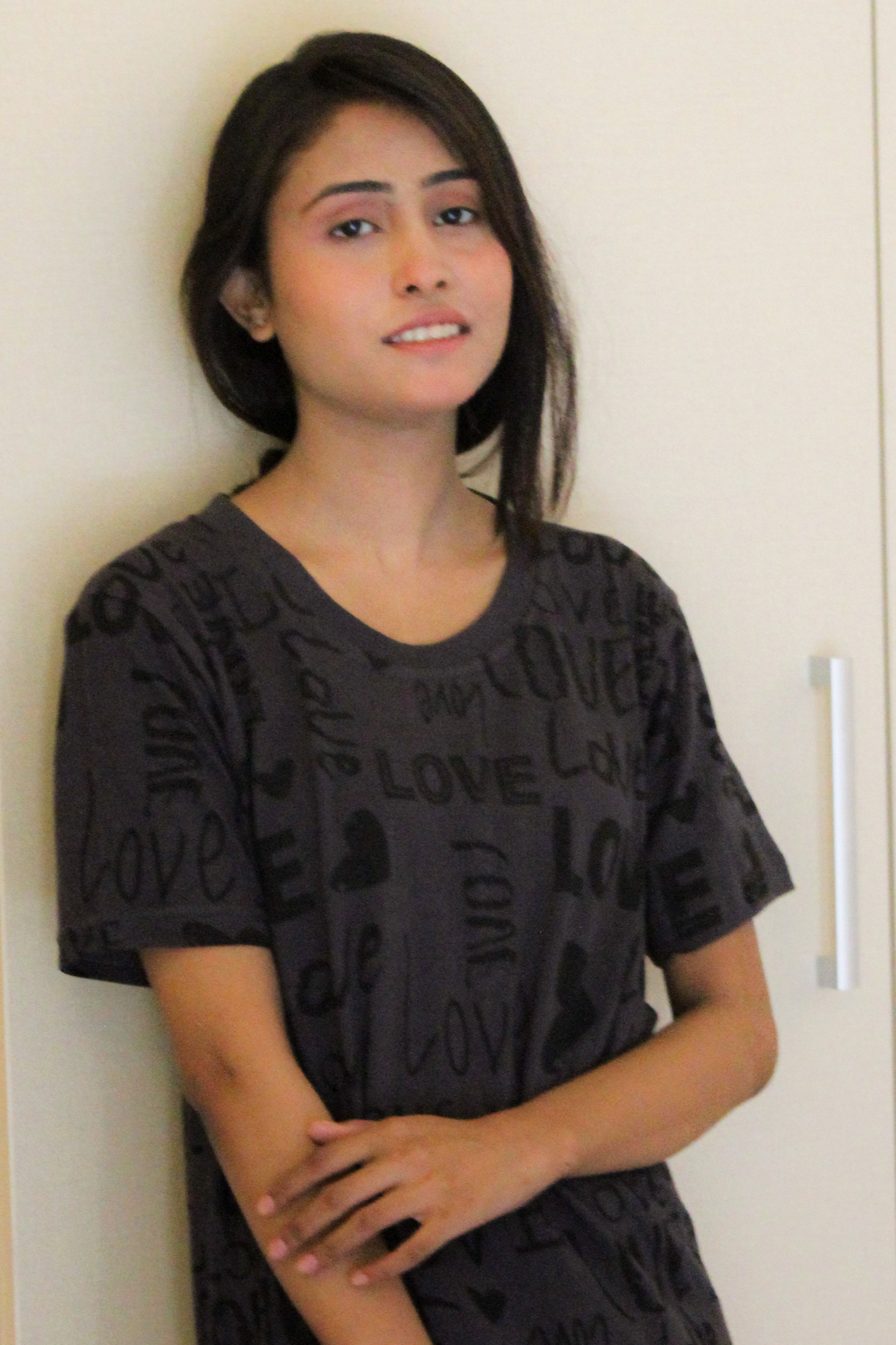 Gray Love Printed Shirt and Trouser Nightwear