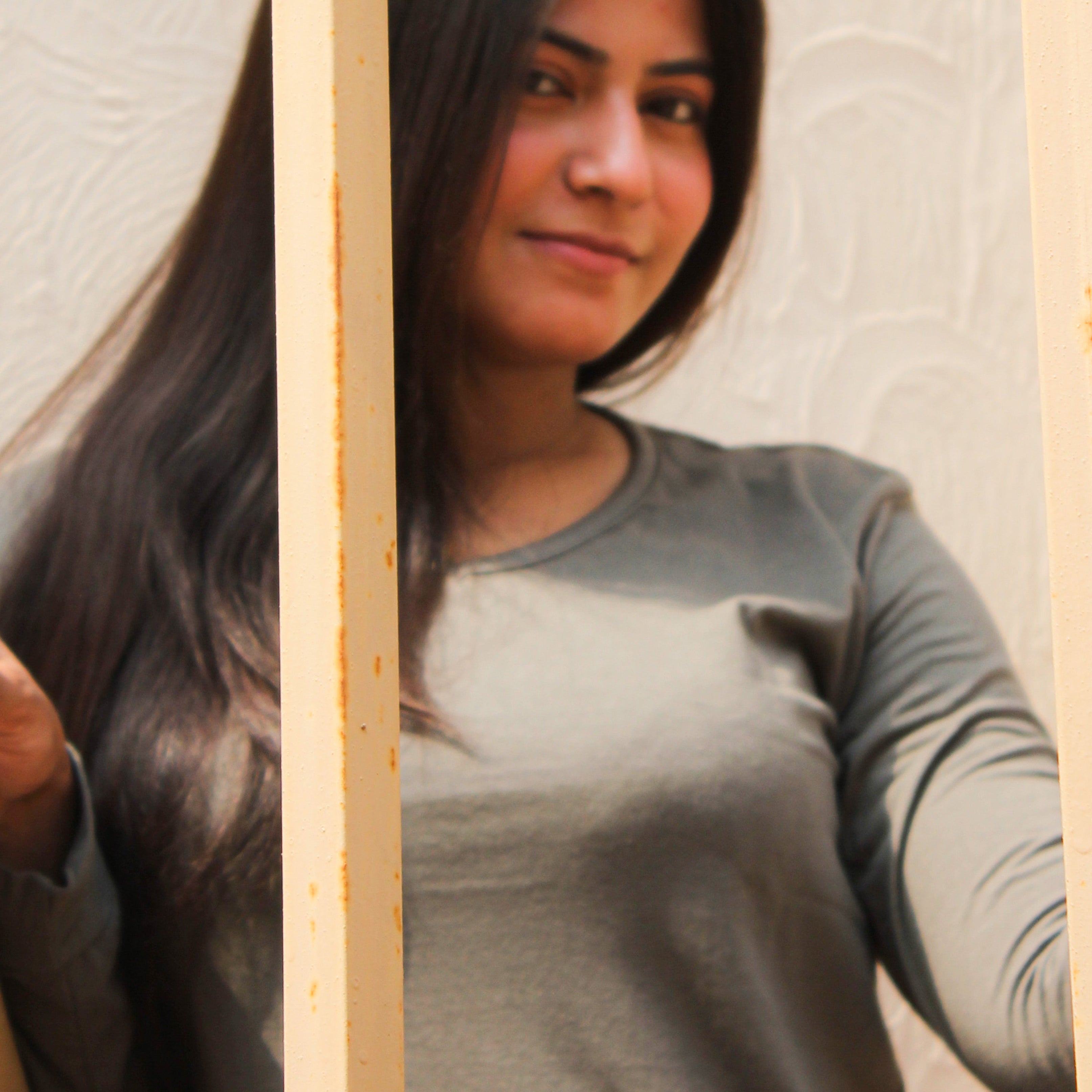 Plain Gray V-Neck with Plazzo Pajama Full Sleeves Suit