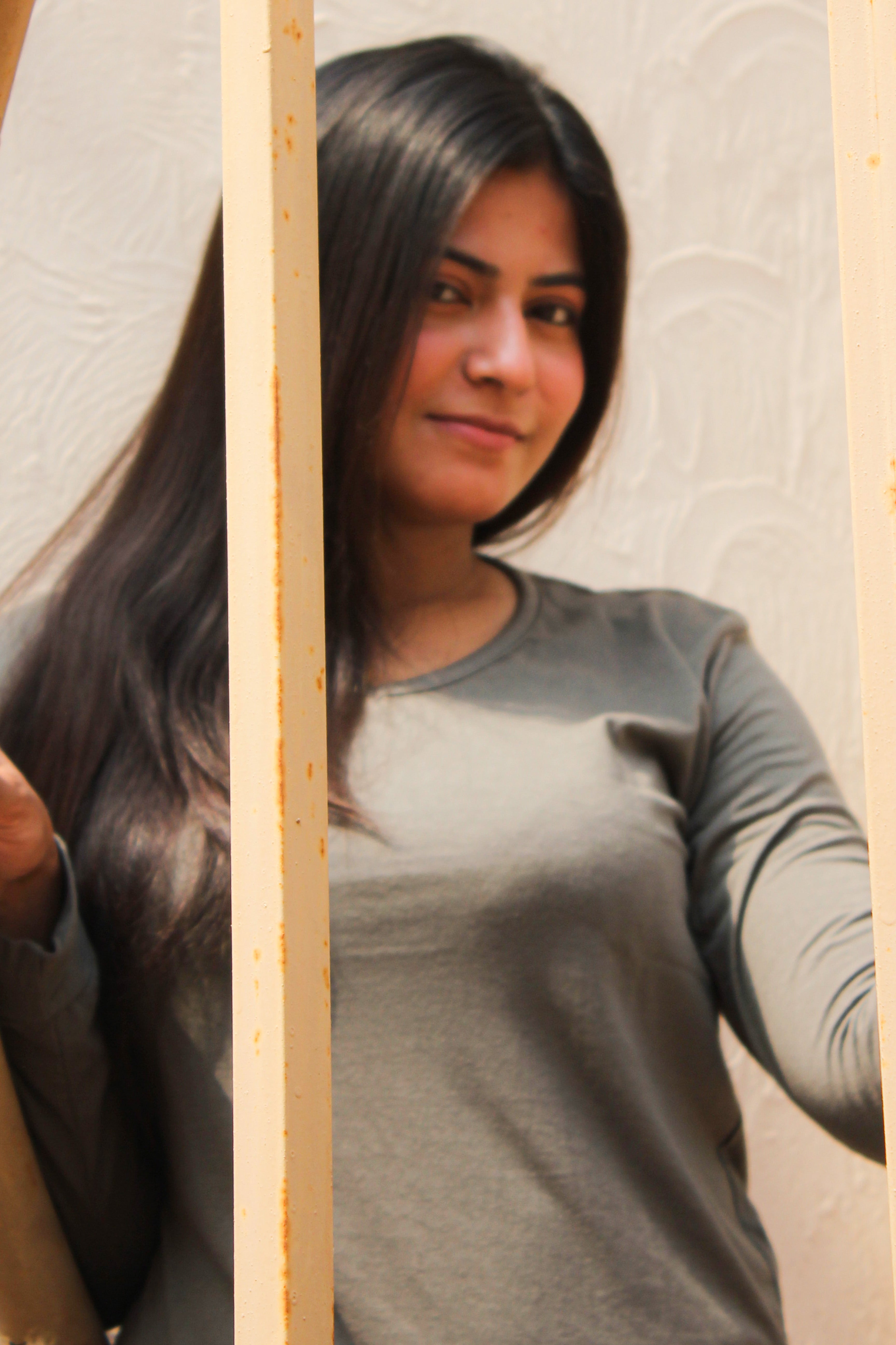 Plain Gray V-Neck with Plazzo Pajama Full Sleeves Suit