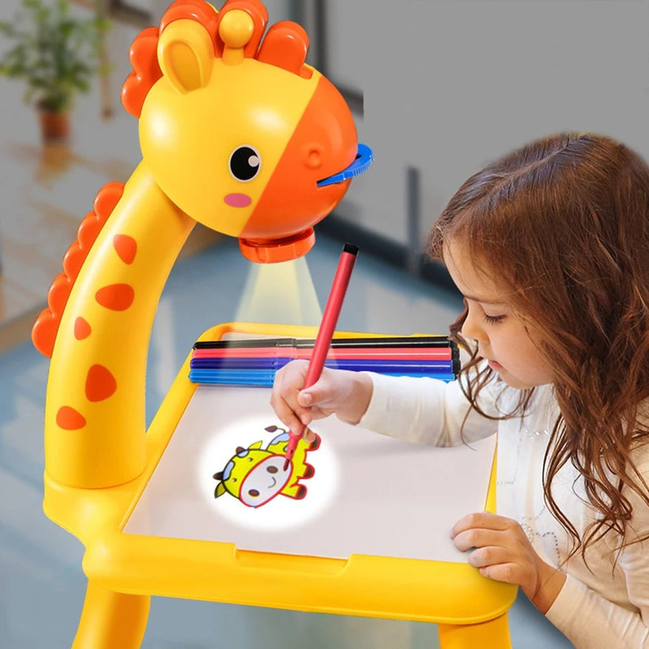 Cute Duck Shape Drawing Projector With Light Music with 12 Markers Toy For Kids