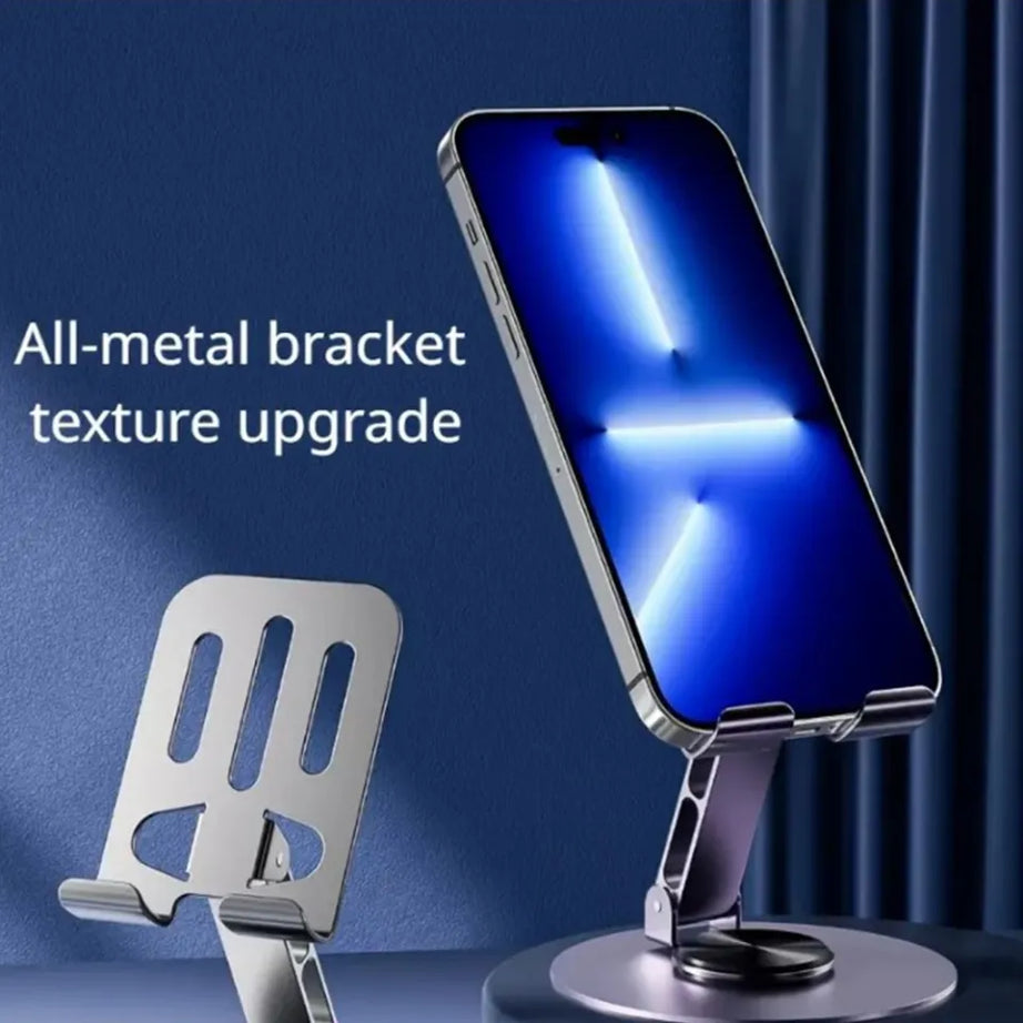 360° Rotating Metal Mobile Stand for Table – Foldable & Adjustable Holder