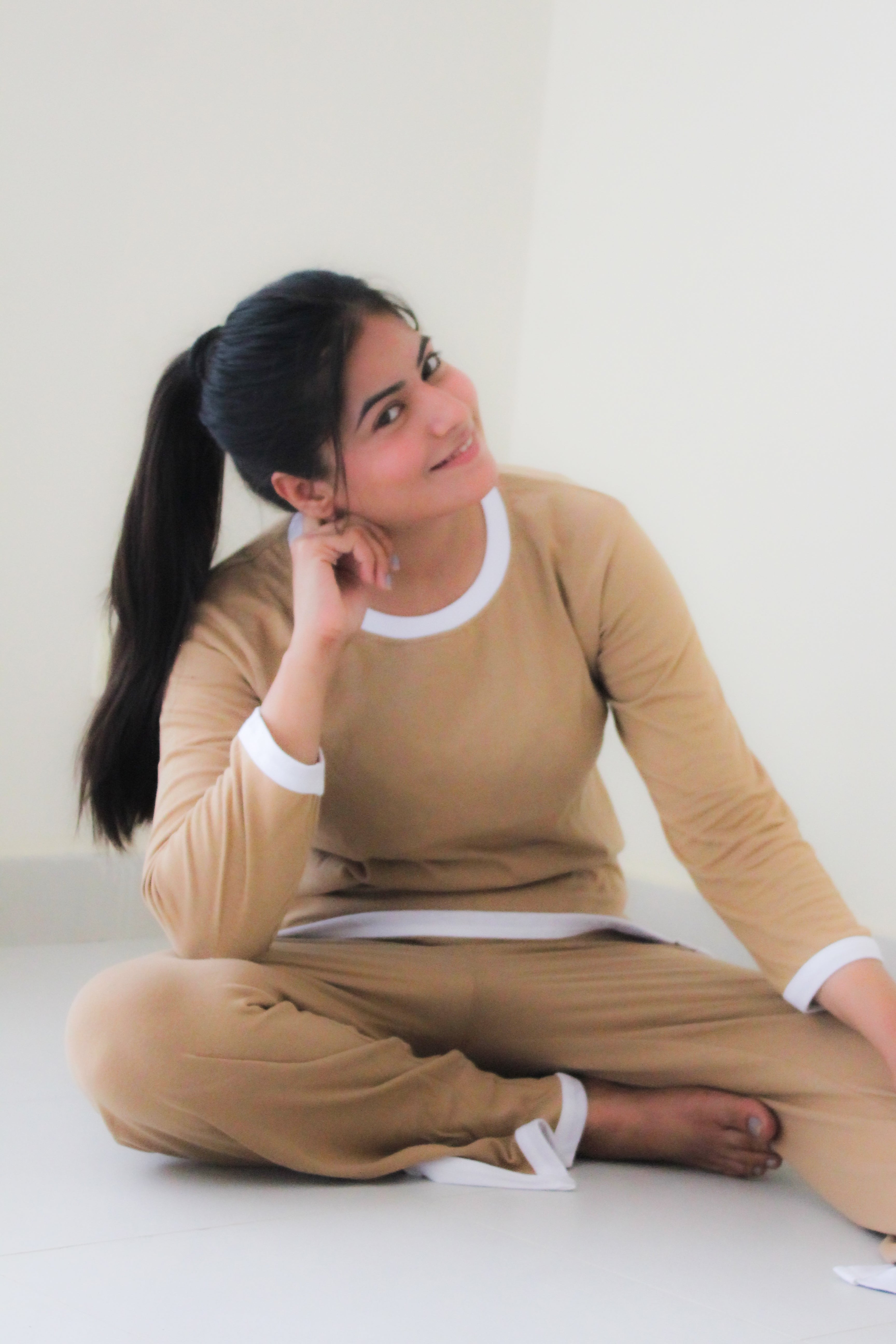 Skin White Round Neck Plazzo PJ Set