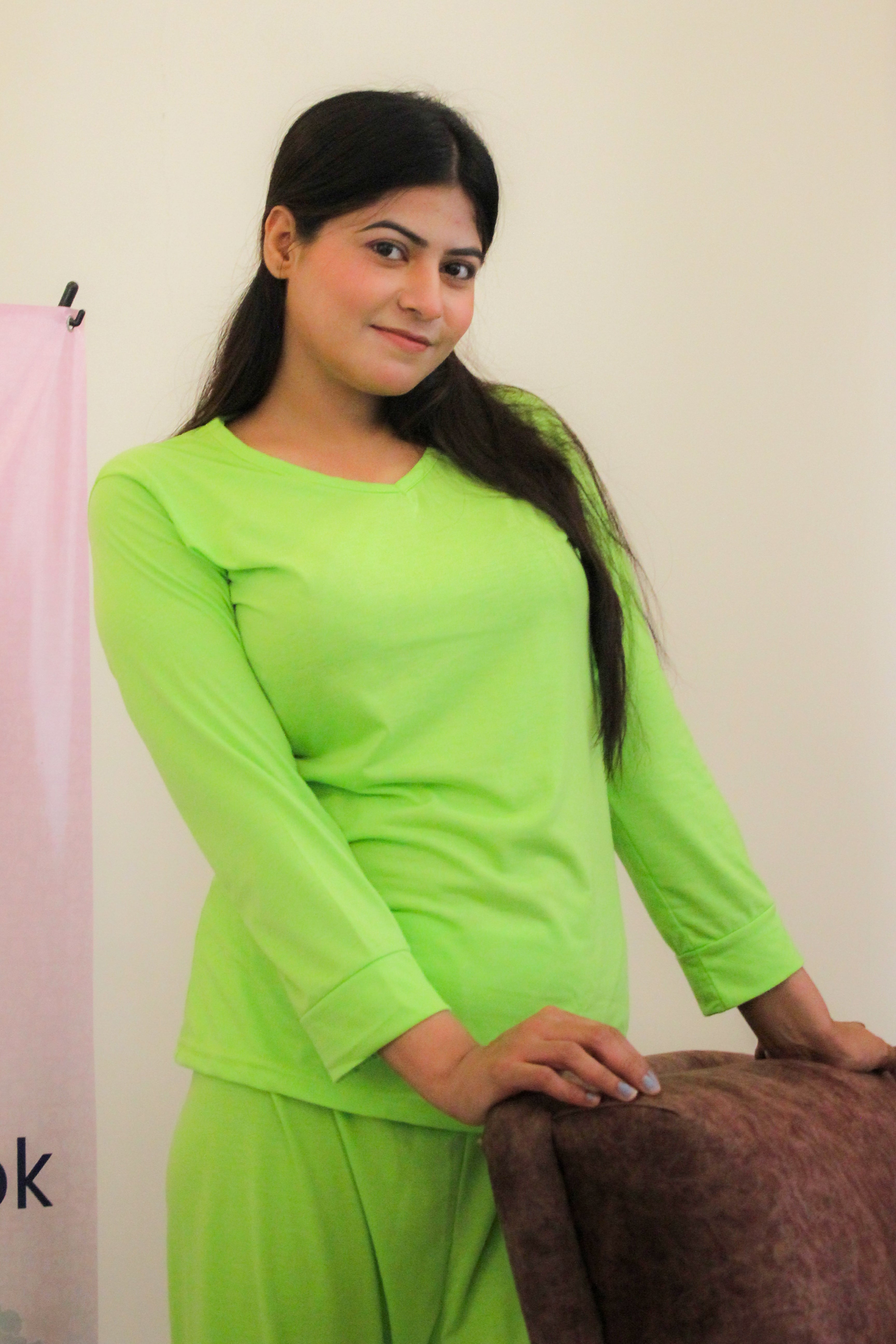 Lemon Green V-Neck Women's PJ Set