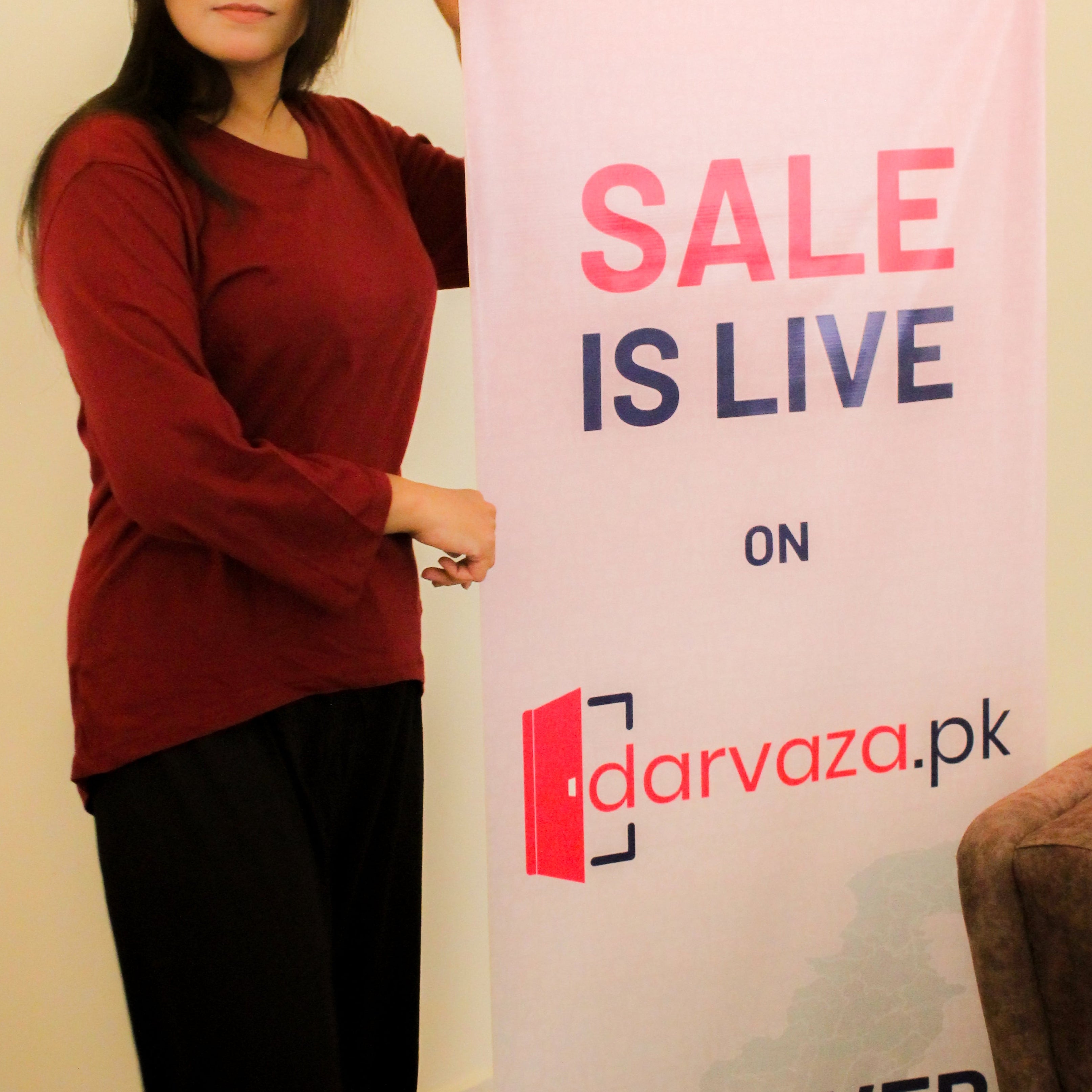 Plain Maroon V-Neck T-Shirt with Black Plazzo