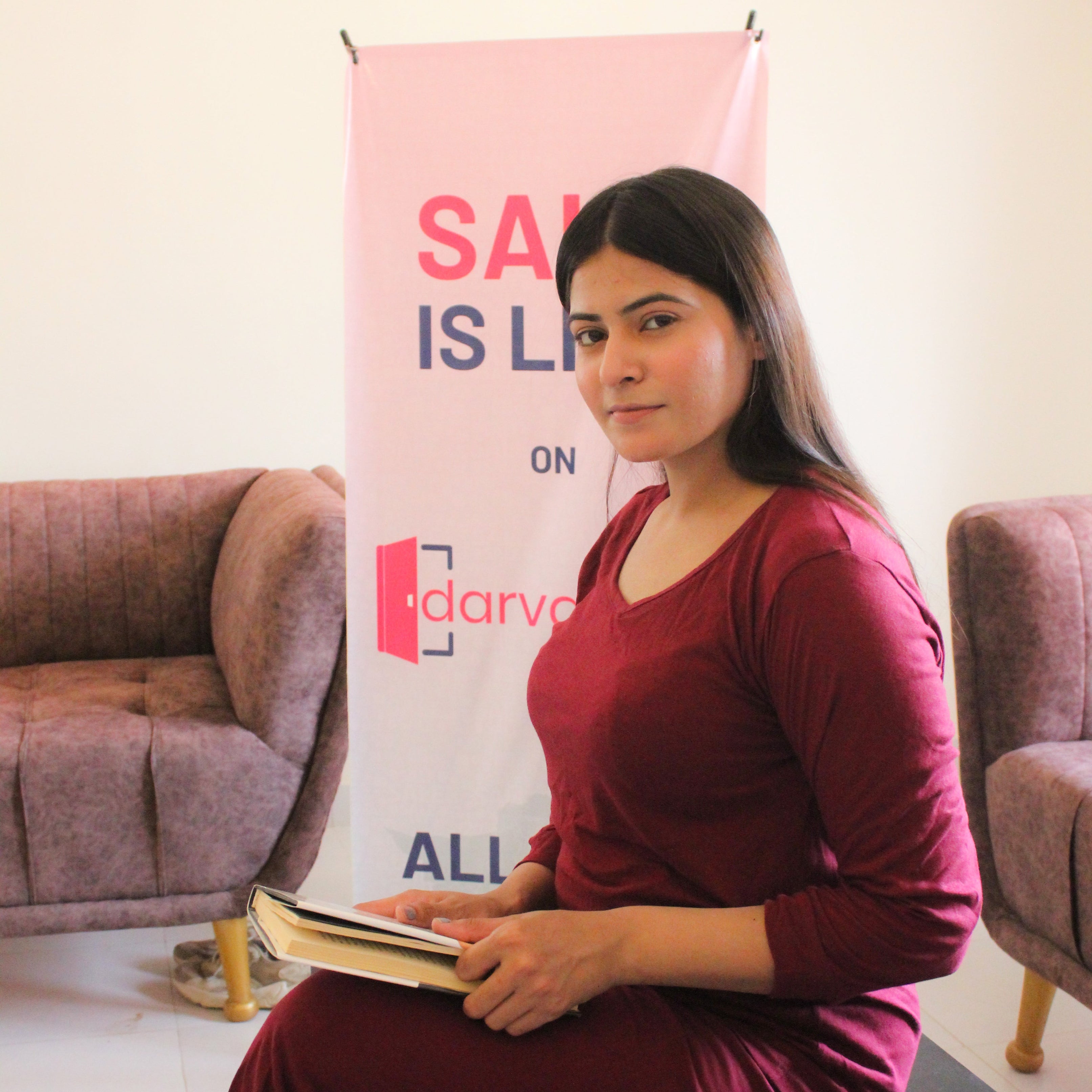 Maroon V-Neck Women's PJ Set