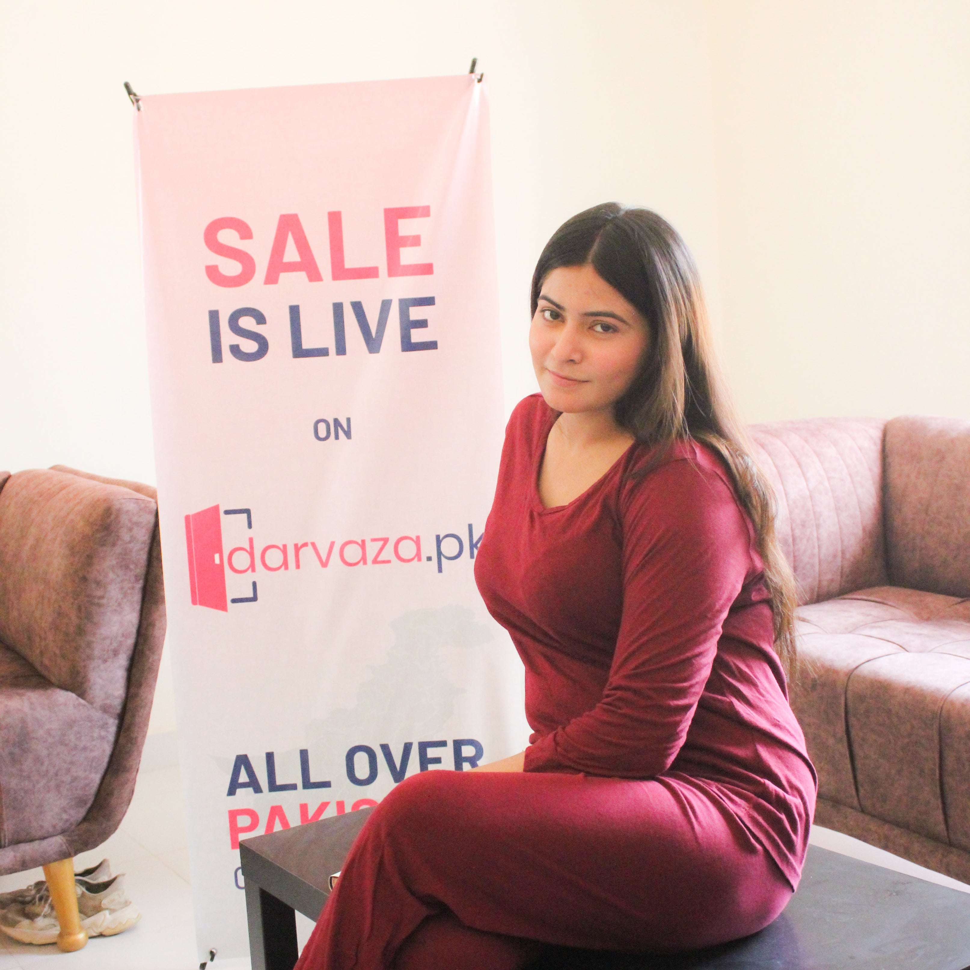 Maroon V-Neck Women's PJ Set