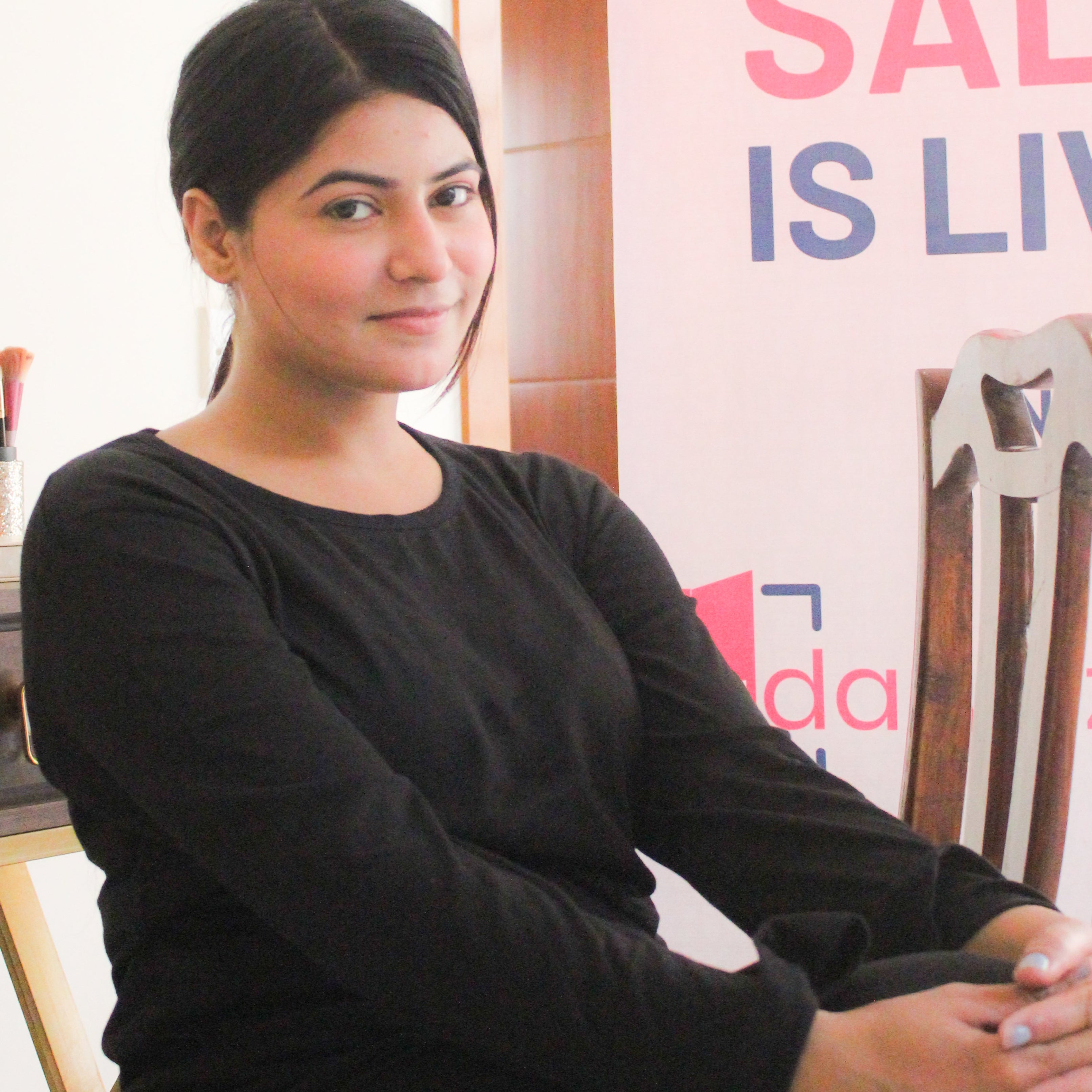 Deep Black Round Neck Plazzo PJ Set