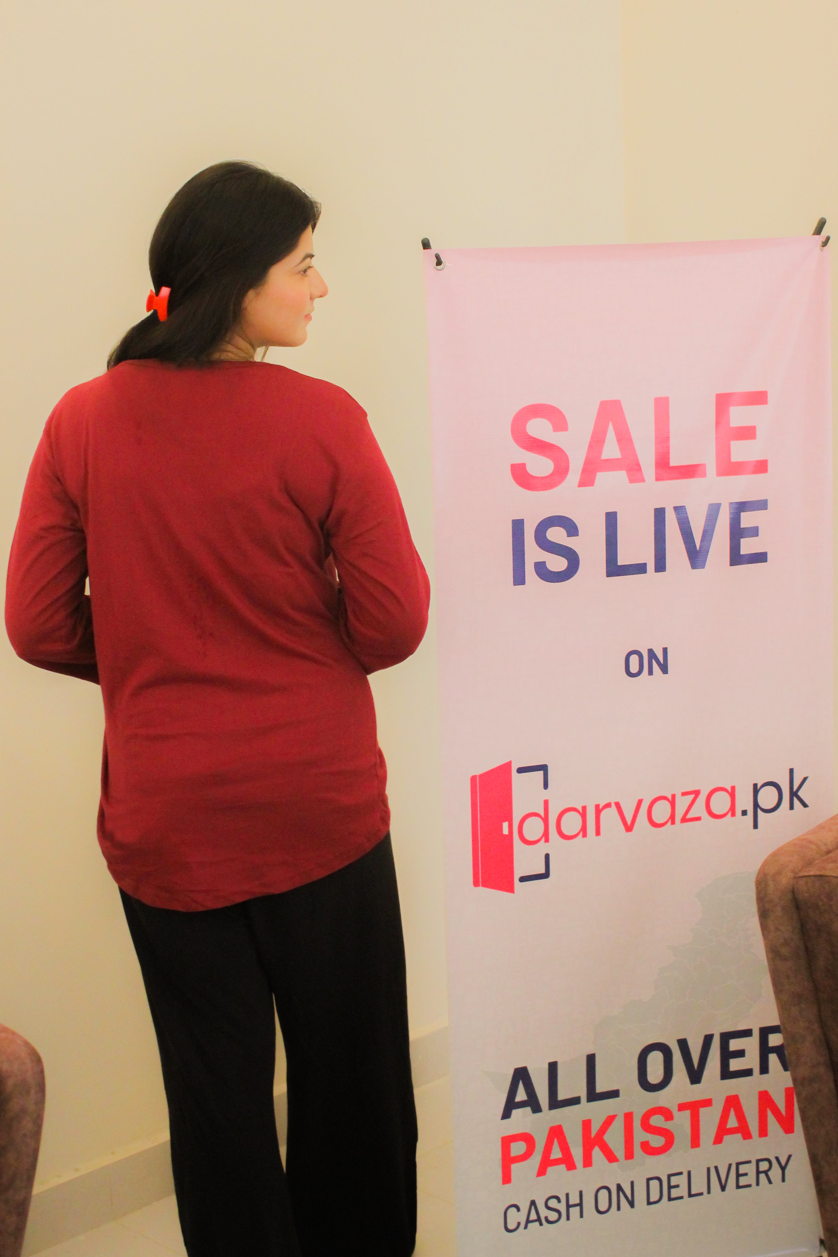 Plain Maroon V-Neck T-Shirt with Black Plazzo