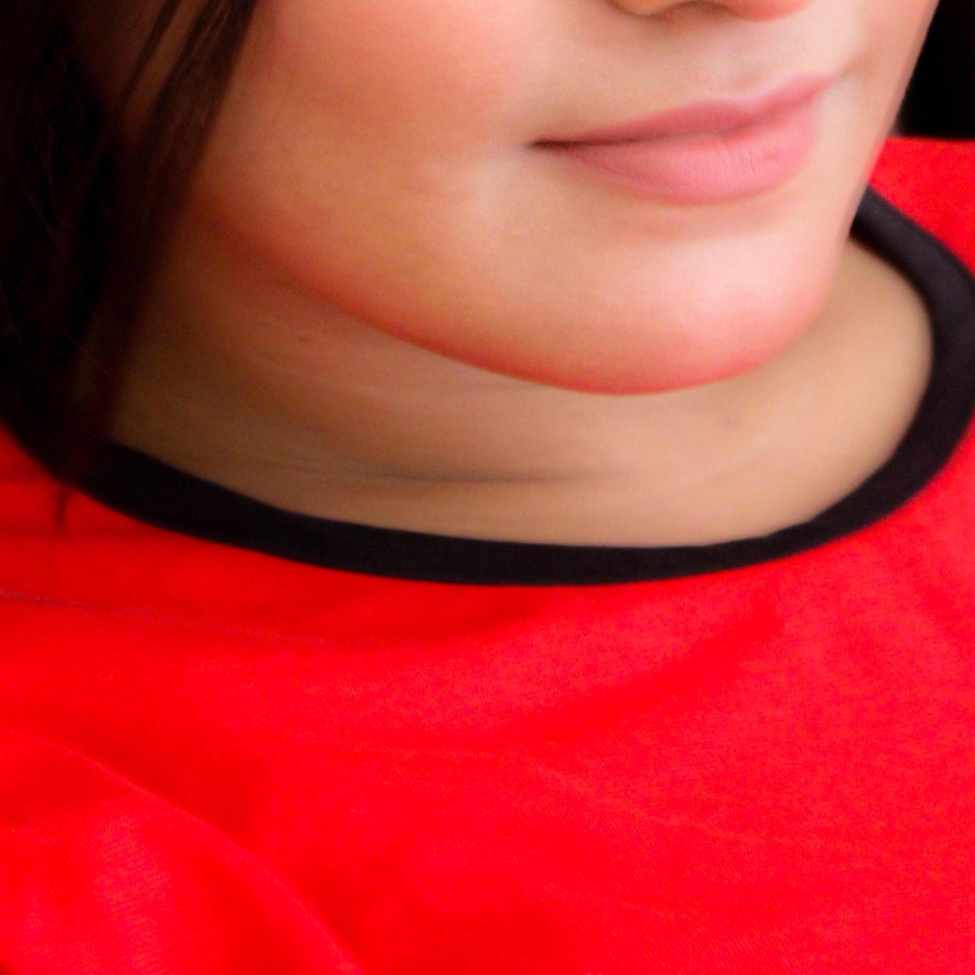 Plain Red T-Shirt with Black Round Neck and Plazzo Pajama