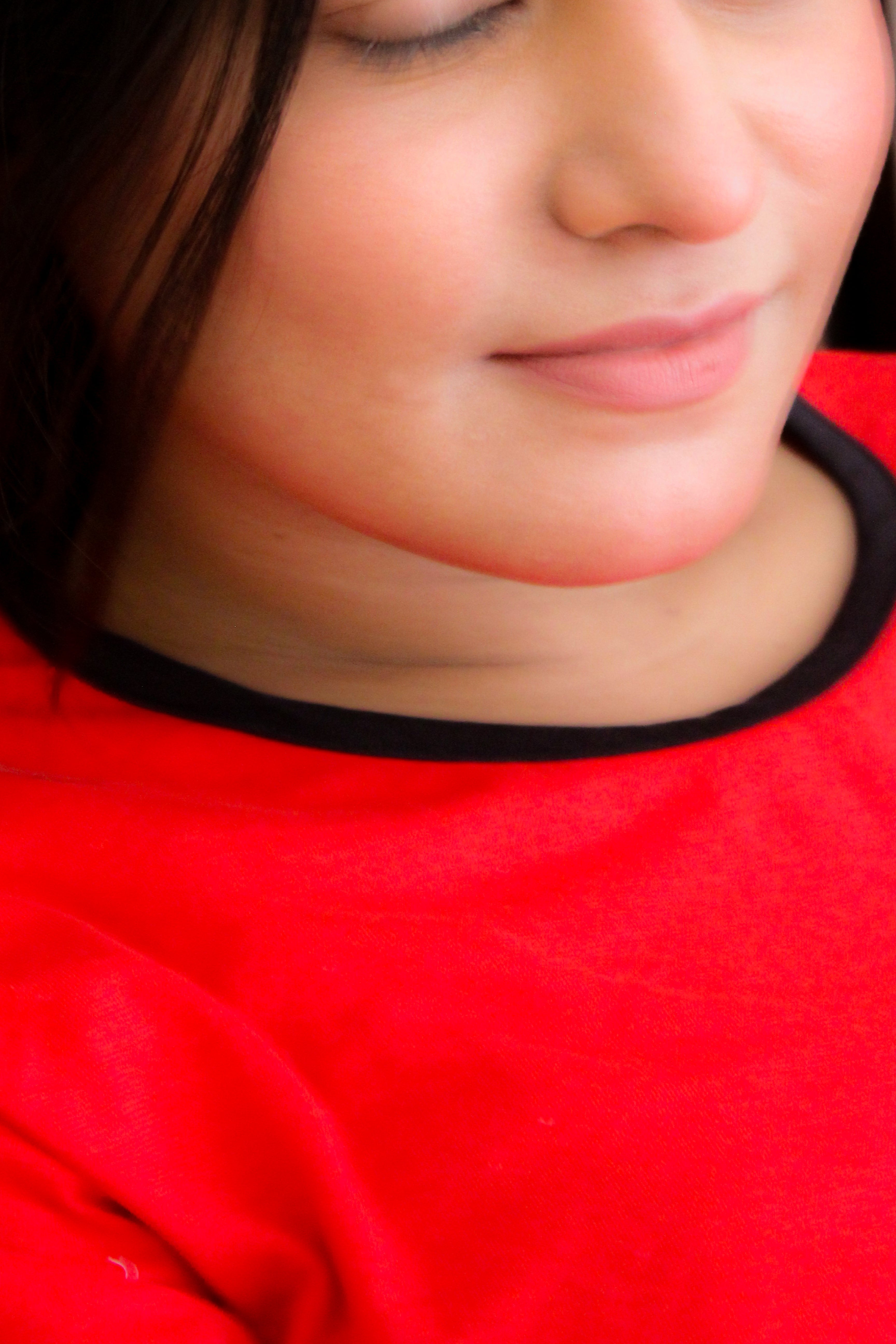 Plain Red T-Shirt with Black Round Neck and Plazzo Pajama