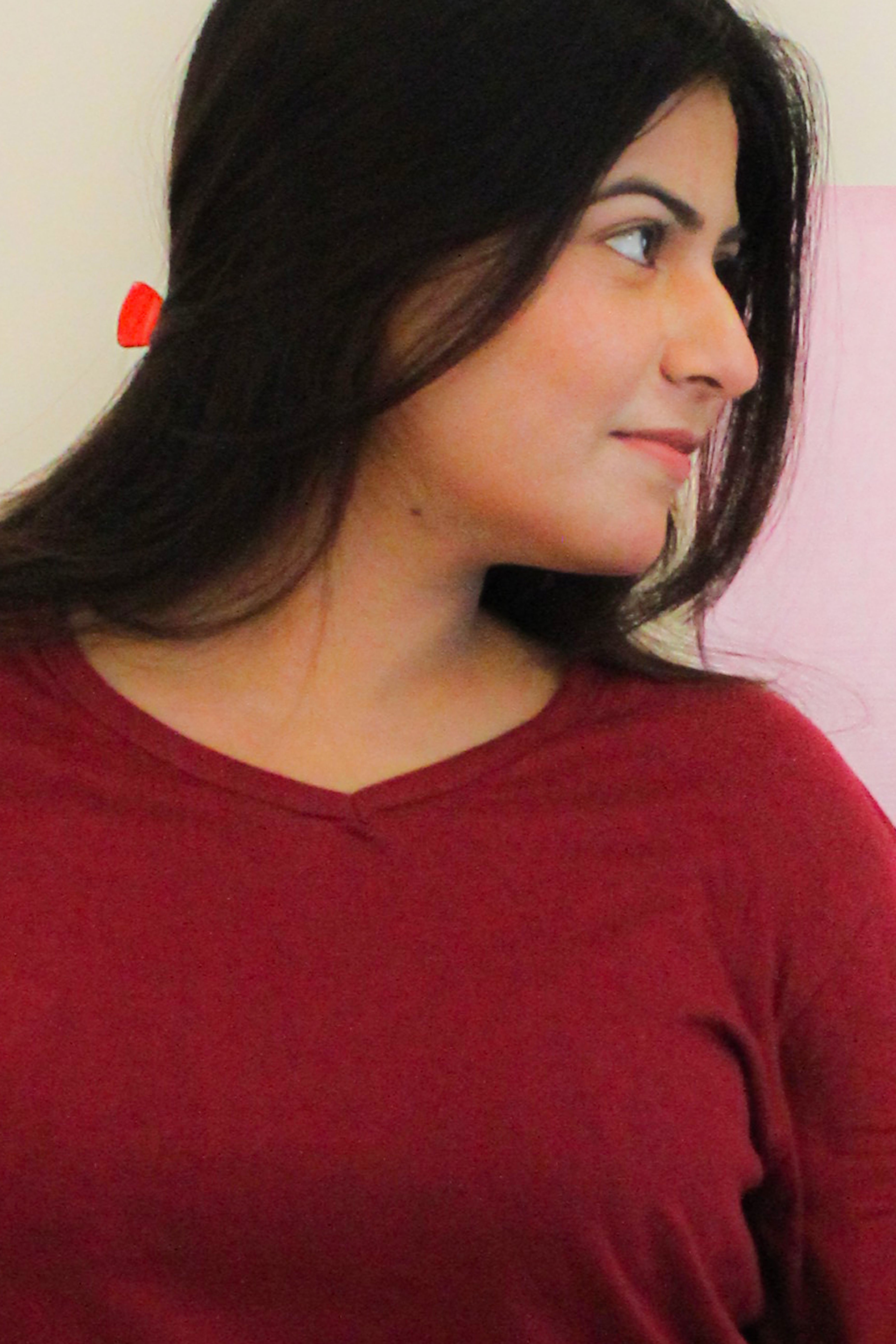 Plain Maroon V-Neck T-Shirt with Black Plazzo