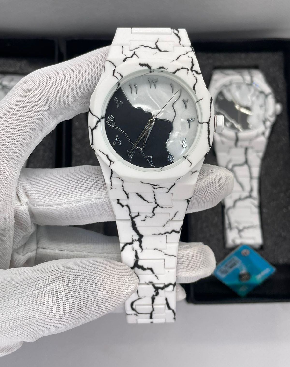 White Classic Arabic Aura – Marble Storm Edition