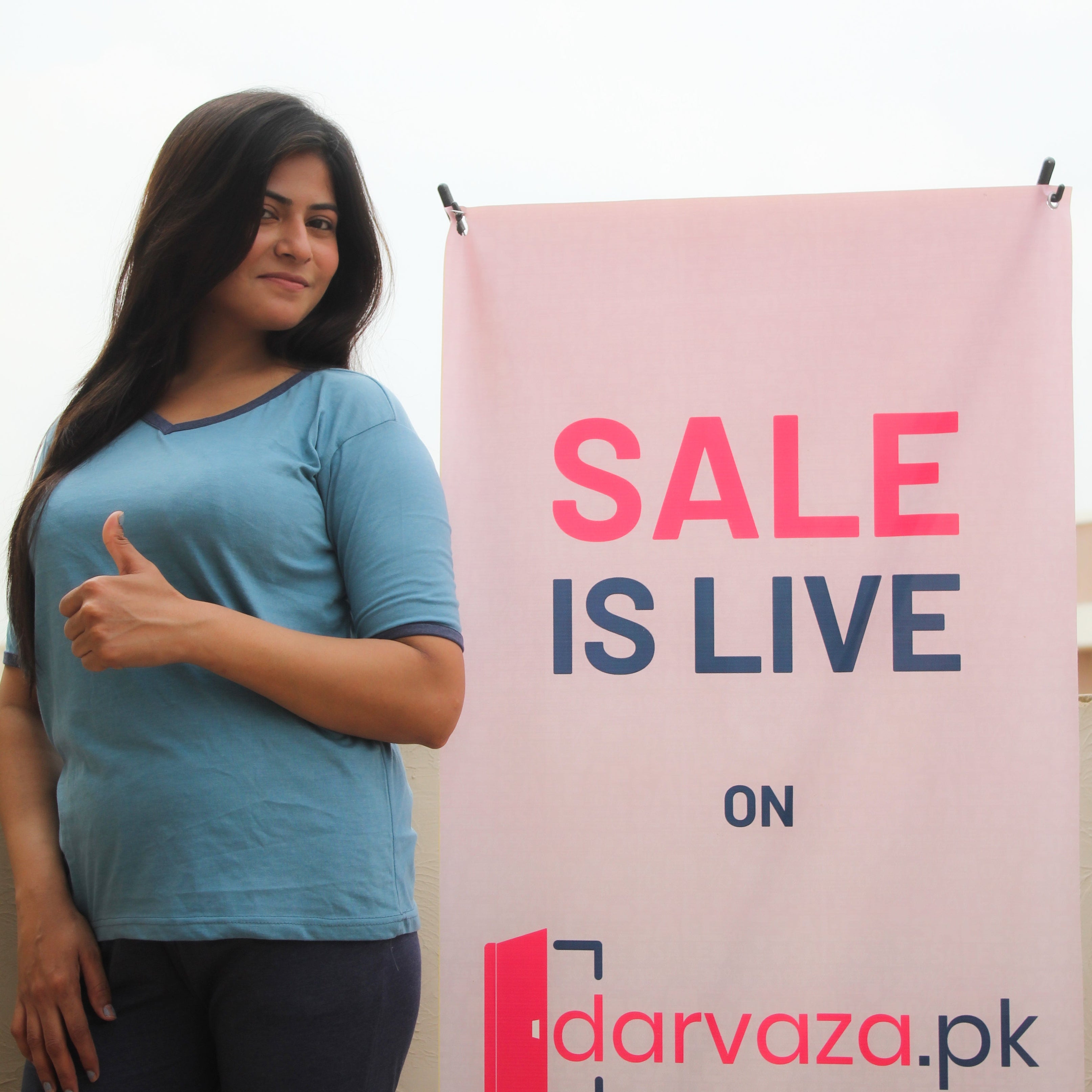 New Blue V-Neck T-Shirt with Contrast Pocket Pajama