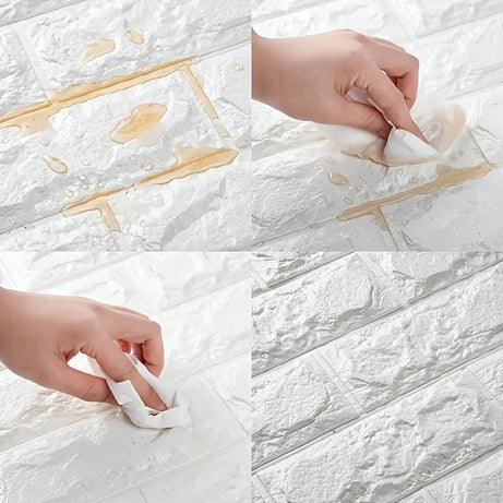 3D Self-Adhesive White Brick Foam Wall Panels and Tile Wallpaper Stickers