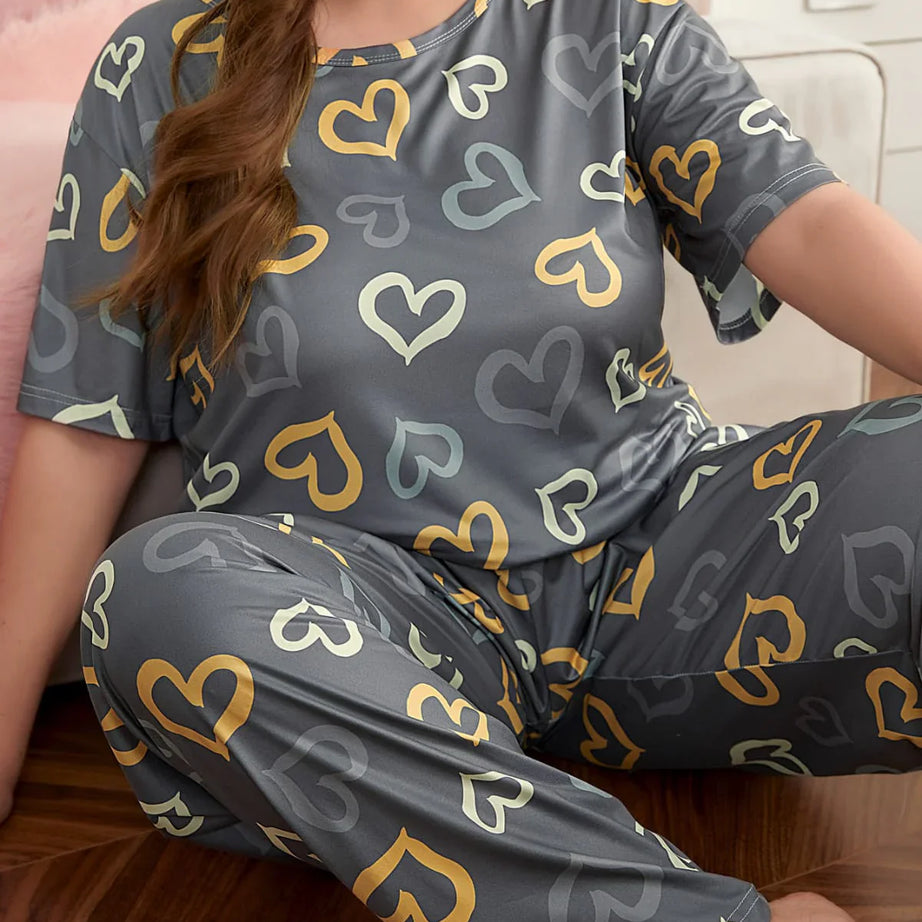 Multi Color Hearts on Gray Nightwear