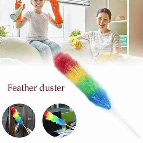 (Pack of 2) Rainbow Soft Magic Colorful Feather Duster Brush Anti Static Car Home Window Cleaner