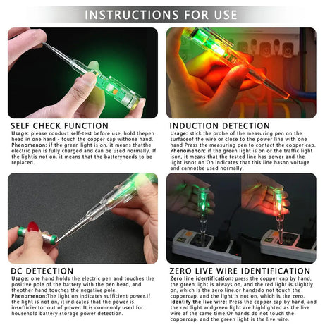 Dual Circuit Electrical Voltage and Current Tester Pen