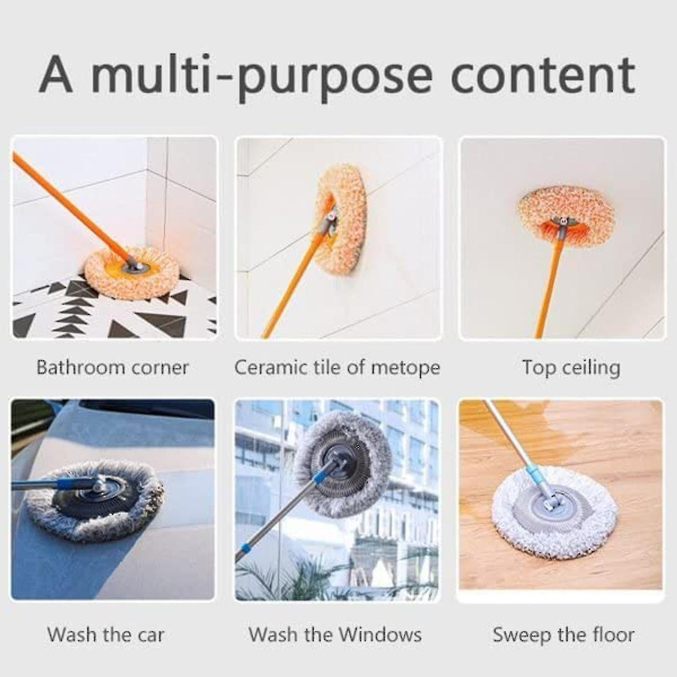 Rotatable Adjustable Sunflower Extendable Mop For Car Wash Home Dust Wall and Floor Cleaning