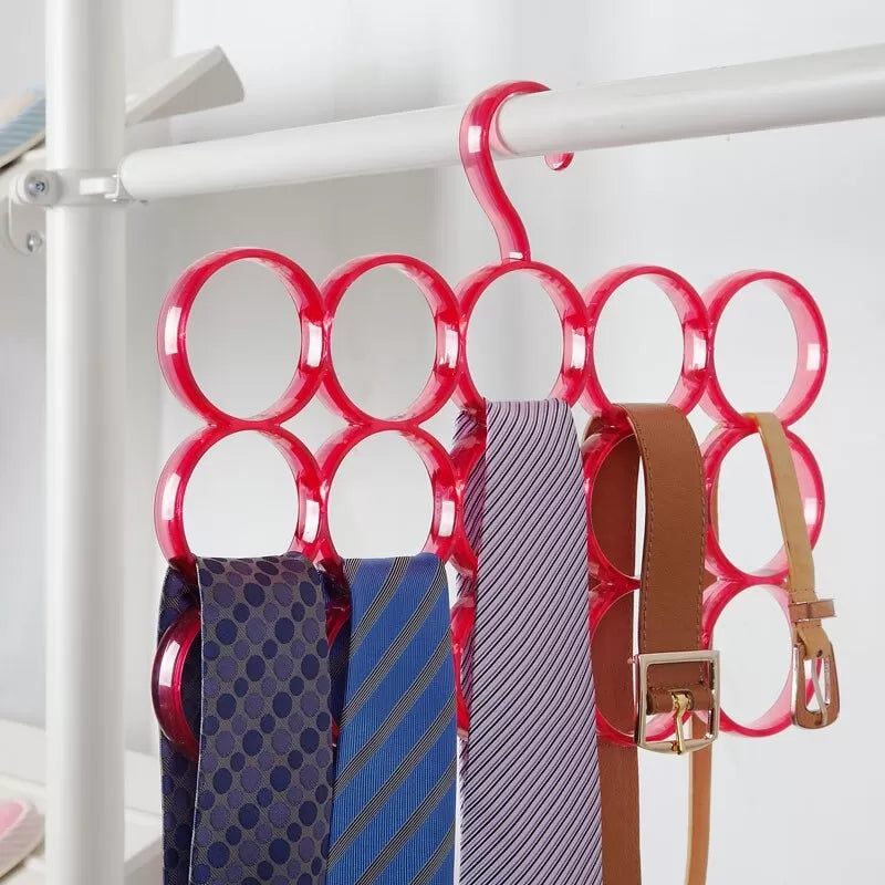 Pack of 4 Triple line Plastic Ring Hanger for Scarf, Shawl, Tie, Belt, Closet Accessory Wardrobe Organizer 4 Pcs