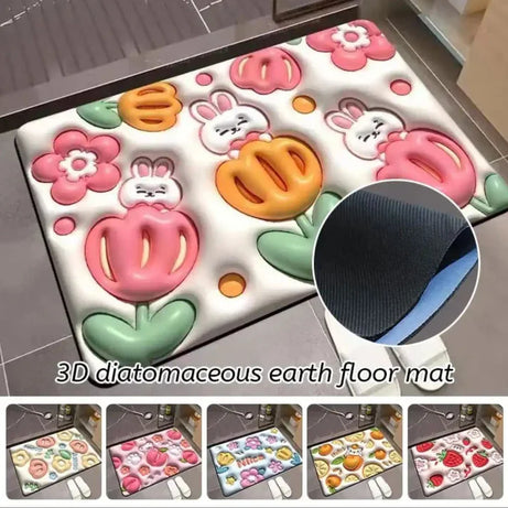 Soft Non Slip Multi Flower Design 3D Door Entrance Mat (Random Design)