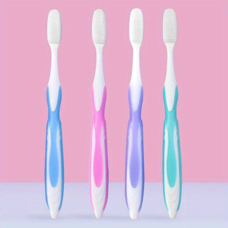 (Pack of 3) DR WARM Microfiber Compact Manual Unscented Ultra Soft Nano Charcoal Infused Bristle Toothbrushes Set Durable for Gum Care for Adults Use