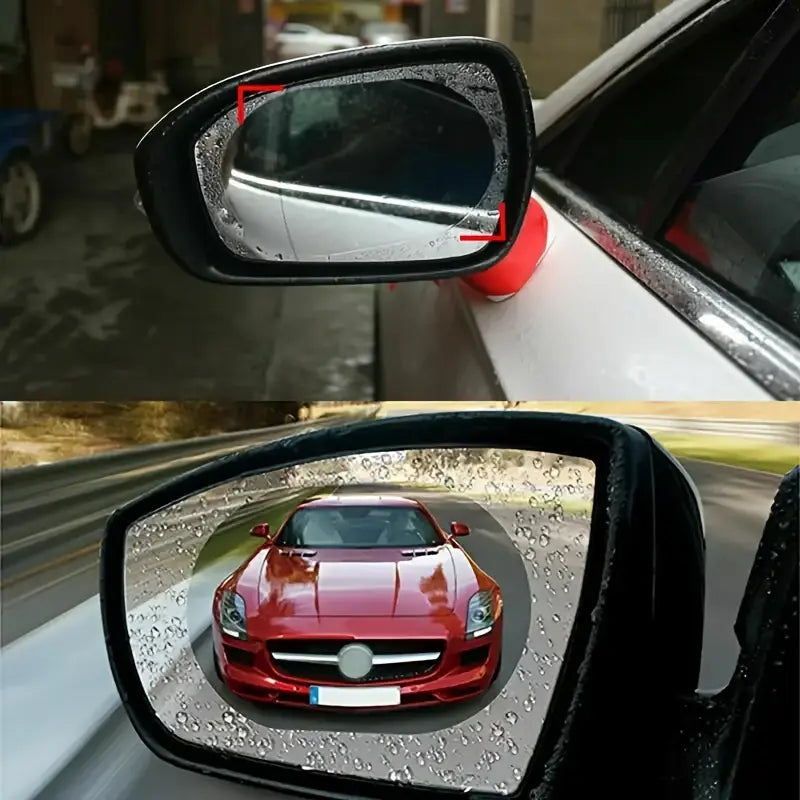 (Pack of 4) Water And Rain Proof Antilog Film For Car Mirror