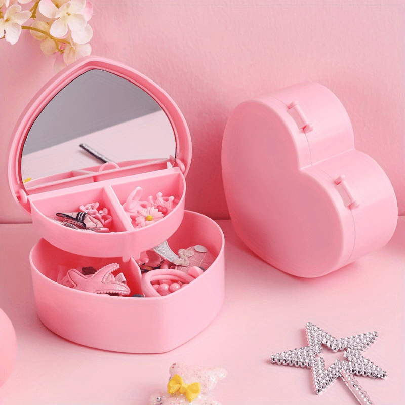 Heart Shape Double Layer Jewelry Organizer Storage Box For Women