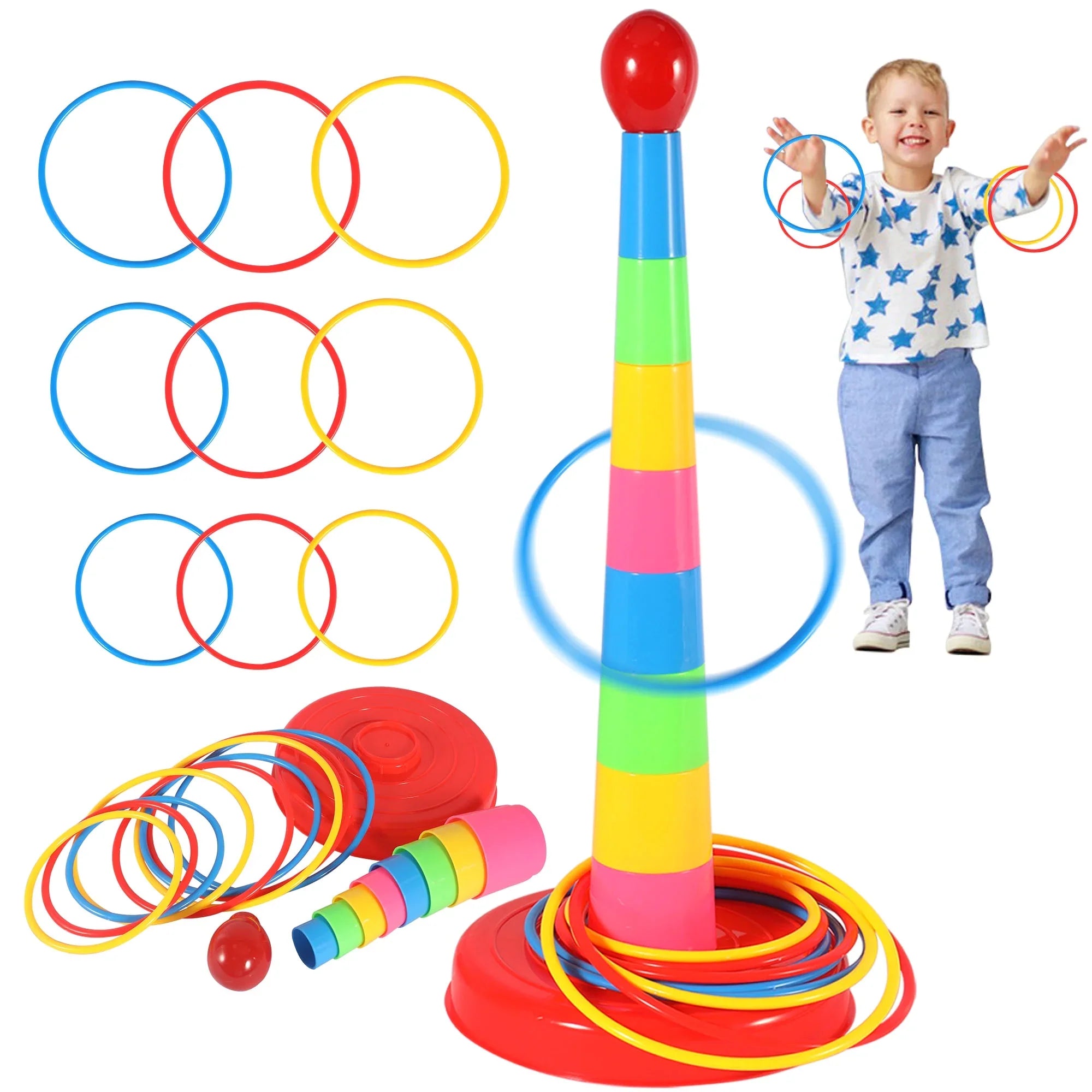 Children Ring Toss Game Set Rainbow