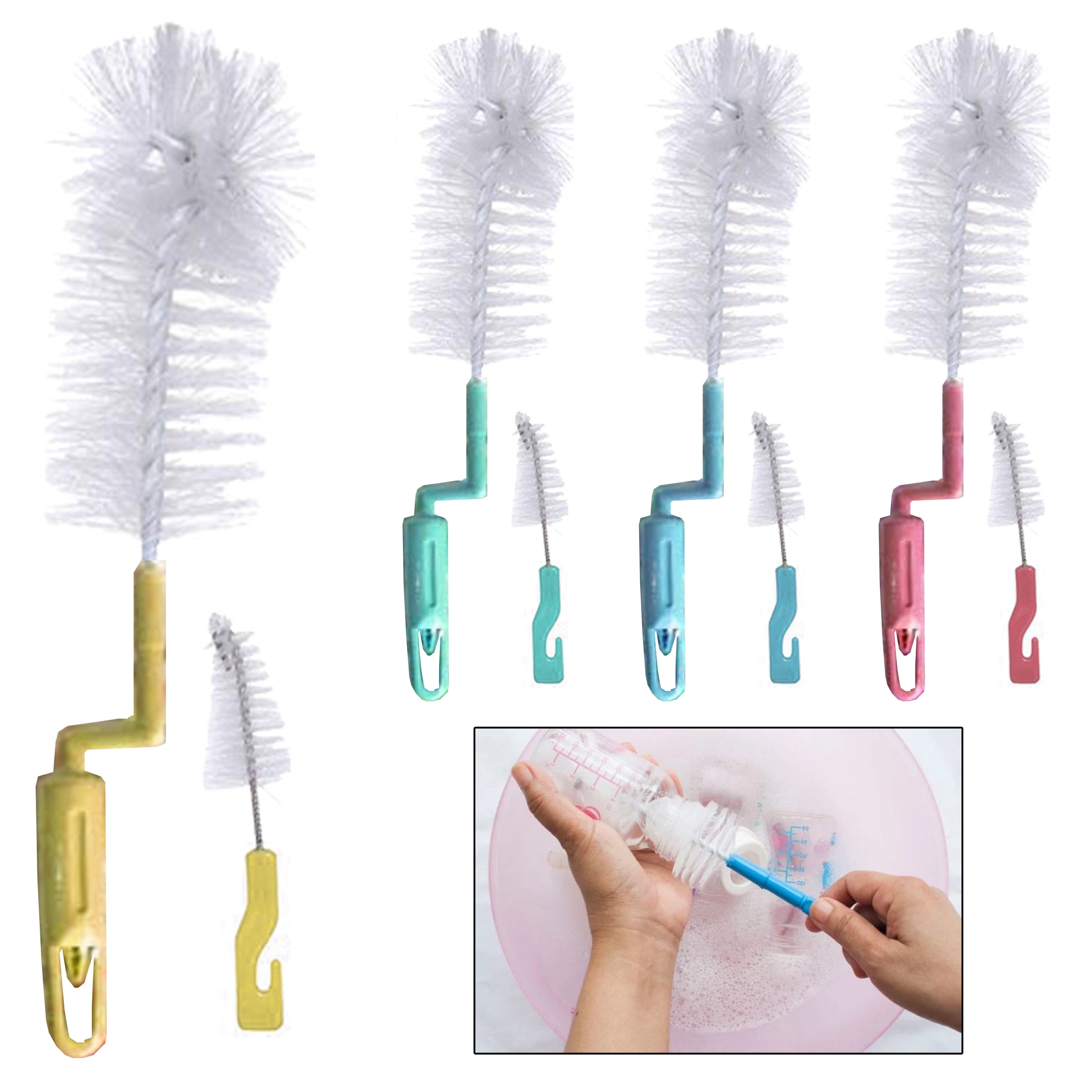 (Pack of 4) The Baby Bottle Brush Wash Bottle Nipple Brush Tool Sponge Cleaning Kit For Kitchen