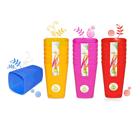 (Pack of 12) Plastic Prism Glass Set For Home and Outdoor Use