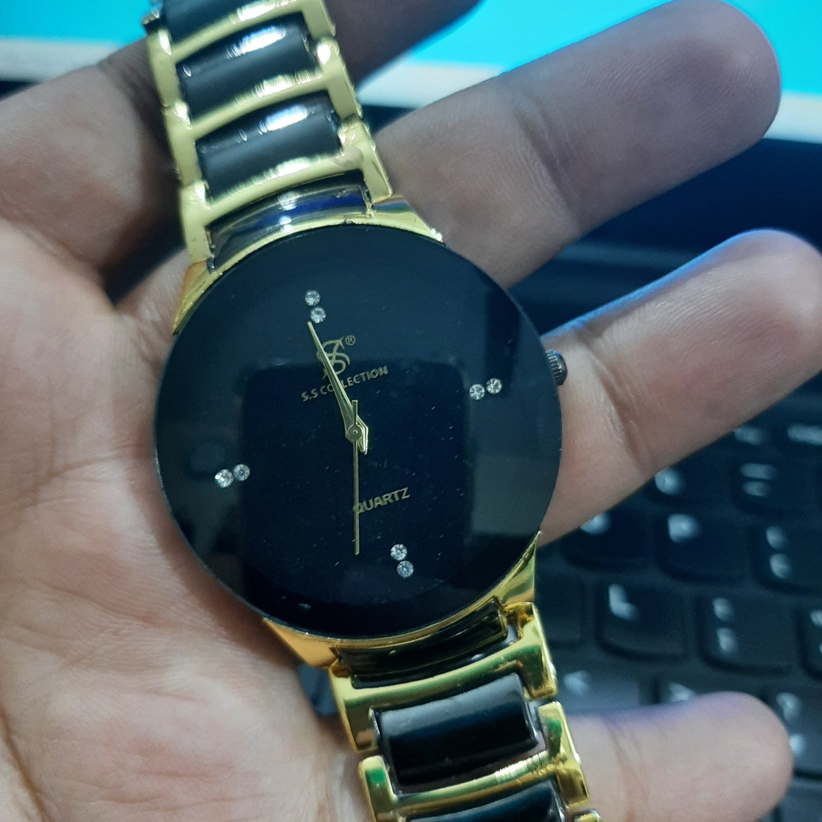 Centrix Chain Watch in Metallic Black with Golden/Silver Color Wrist Watch For Men