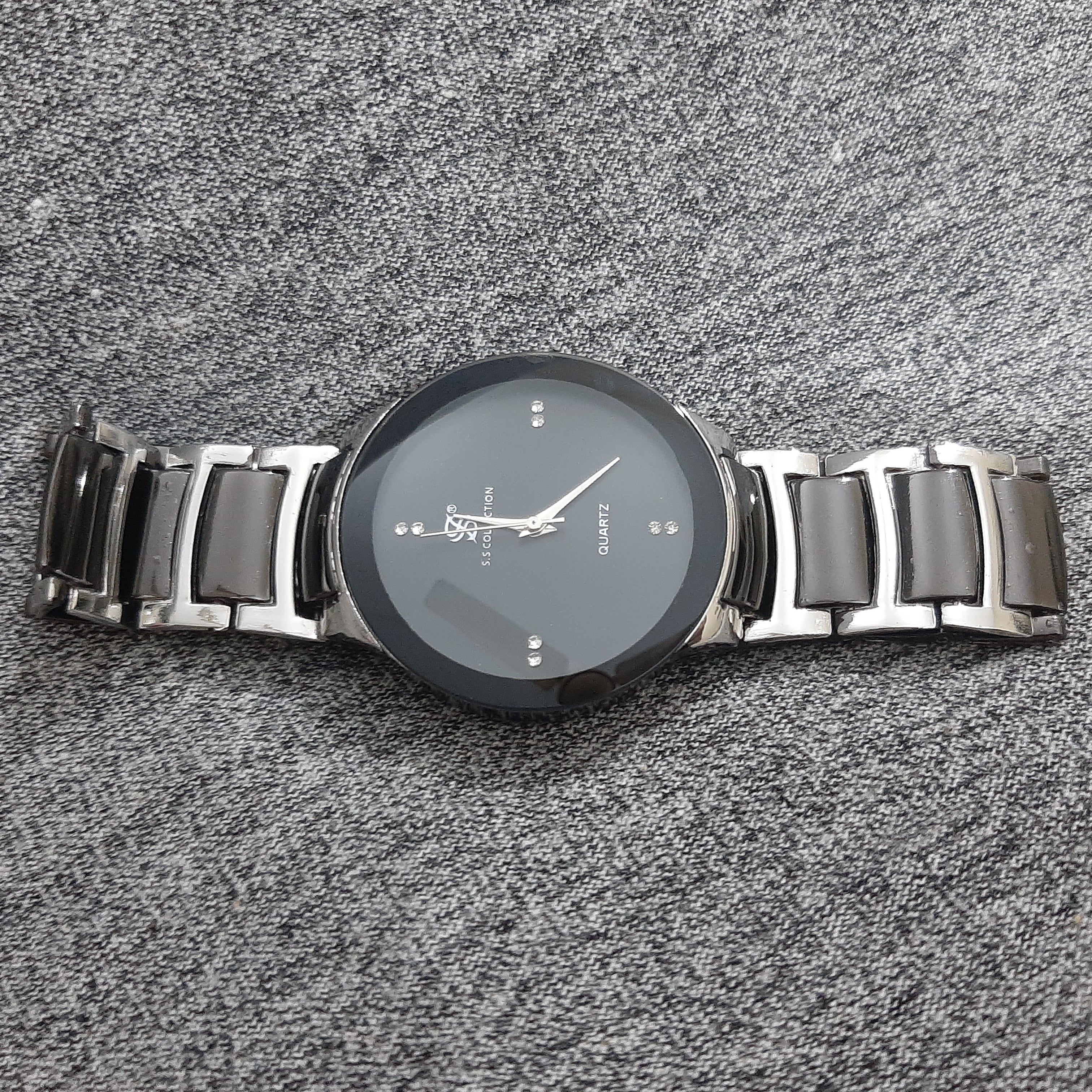 Centrix Chain Watch in Metallic Black with Golden/Silver Color Wrist Watch For Men