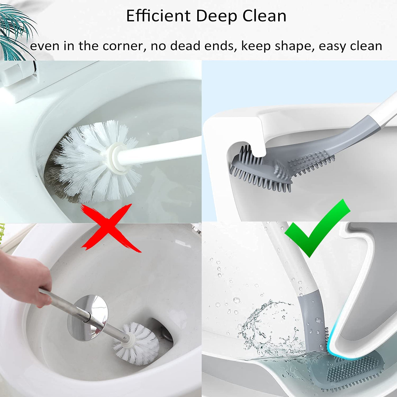 2 Golf Style Toilet Brush Bathroom Cleaning with High Quality Long Handle