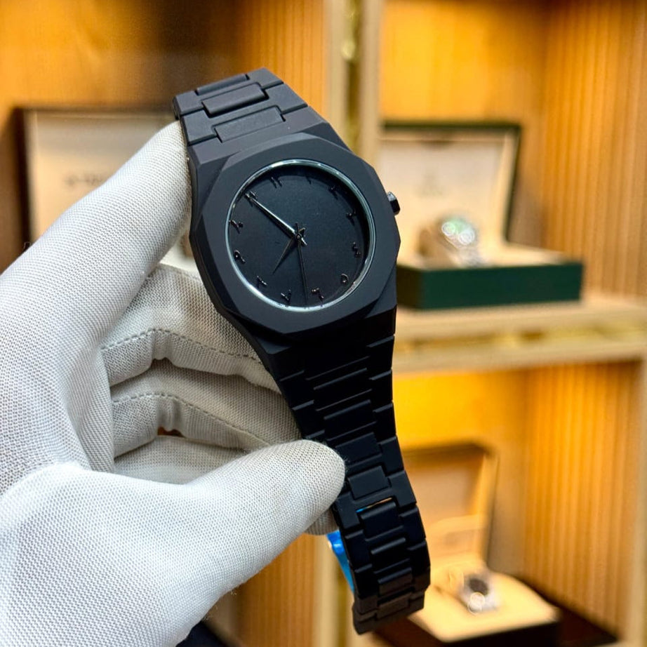 Arabic Aura Watch – Elegant Black Wristwatch with Arabic Numerals