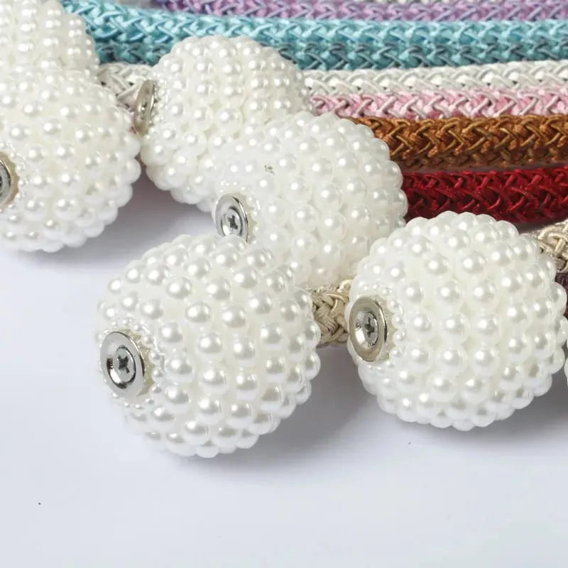 2 PCS Magnetic Pearl Curtain Buckle Tiebacks European Style Decorative Rings