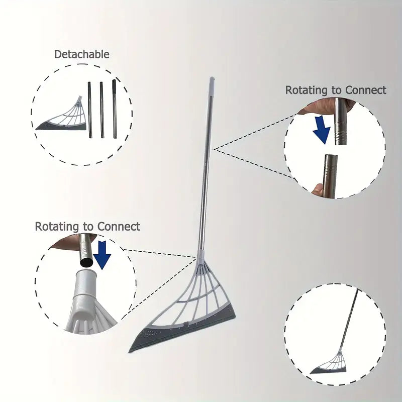 Plastic Silicone Wiper Broom Durable Floor and Glass Home Cleaning Tool with Long Handle