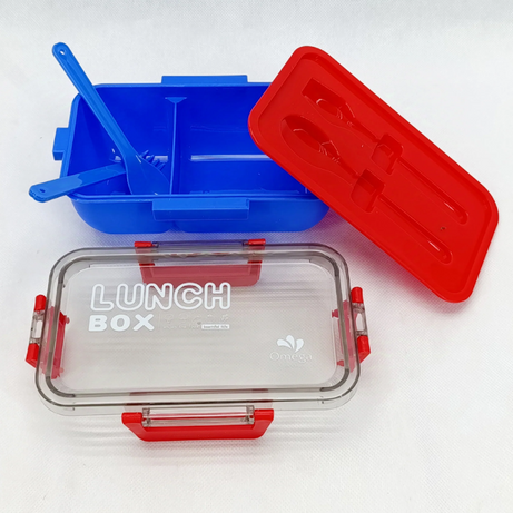 Plastic Kendy 2 Portion Tiffin and Lunch Box with Spoon and Fork with Box for Kids