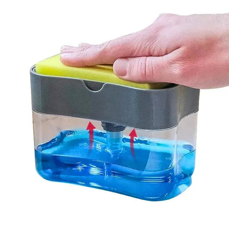 Countertop Kitchen Soap Dispenser with Sponge Holder & ABS Plastic Soap Pump for Easy Dishwashing