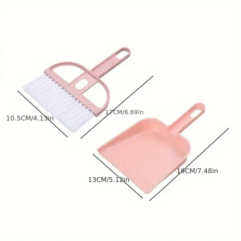 Mini Manual Small Broom and Scoop Combo Desktop Cleaning Kit Dustpan and Brush Set for Home Office Use
