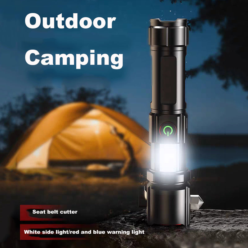 Ruilang Torch RL233 Metal LED FlashLight with Cutter Hammer and Mobile Power Bank