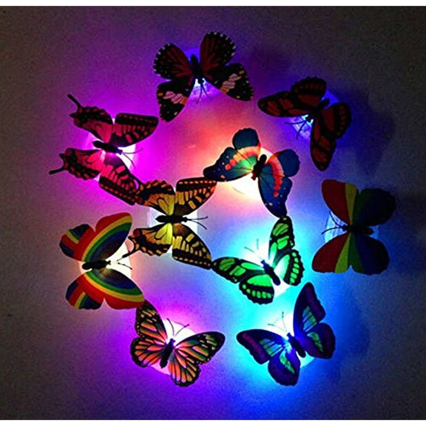 Pack Of 10 Imported Butterfly Stickers With LED As Beautiful Butterfly Night Lamp & Decorative. Rs 999